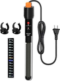 PULACO 300Watt Aquarium Heater for 50-70 Gallon Fish Tank, Adjustable Submersible Heater Thermostat with Thermometer Strip and Suction Cup