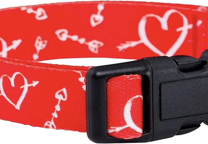 Native Pup Valentine’s Dog Collar- Valentines Day Pet Collars- Valentine Girly Hearts- Pink Red Heart- Cute Boy Girl Puppy Gift- Adjustable for Small, Medium, Large Breeds (Cupid's Arrows, Medium)