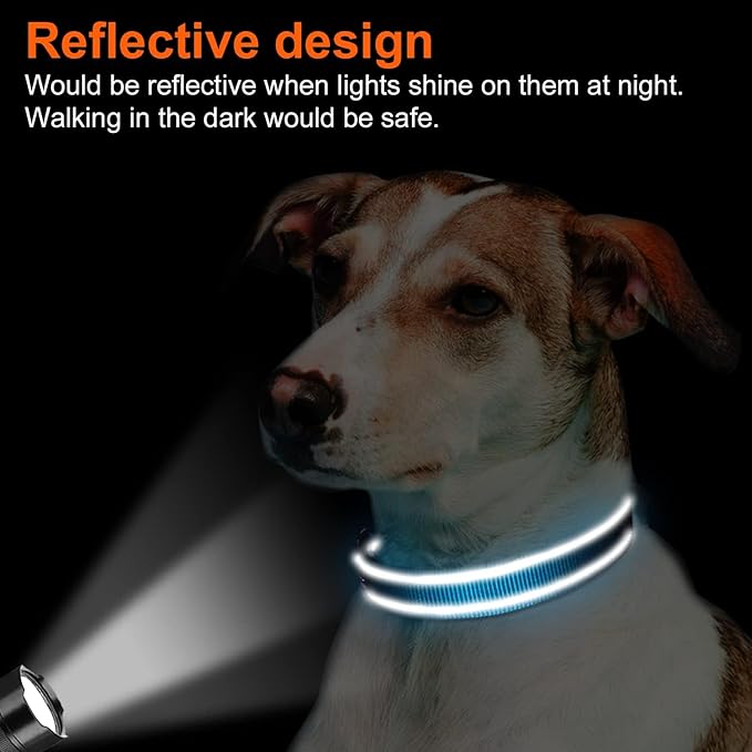 Joytale Reflective Dog Collar,Soft Neoprene Padded Breathable Nylon Pet Collar Adjustable for Puppy and Small Dogs, Sky Blue,XS