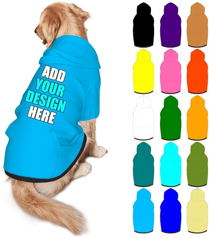 Custom Dog Clothes with Photo Name Logo Personalized Dog Sweaters for Small Medium Large Dogs Breathable Warm, SkyBlue, L