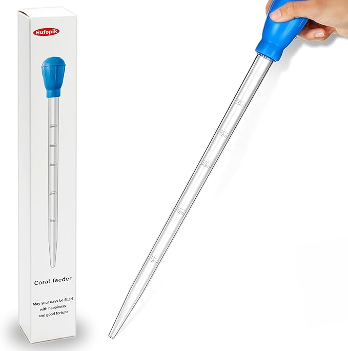 17.7in 1 Pieces Long Pipette for Fish Tank Coral Food Feeder Long Syringe Reef Coral Food Spot Feeder Tube for Reef Aquatic Plant Spider Snake Lizard，for Axolotl Tank Accessories