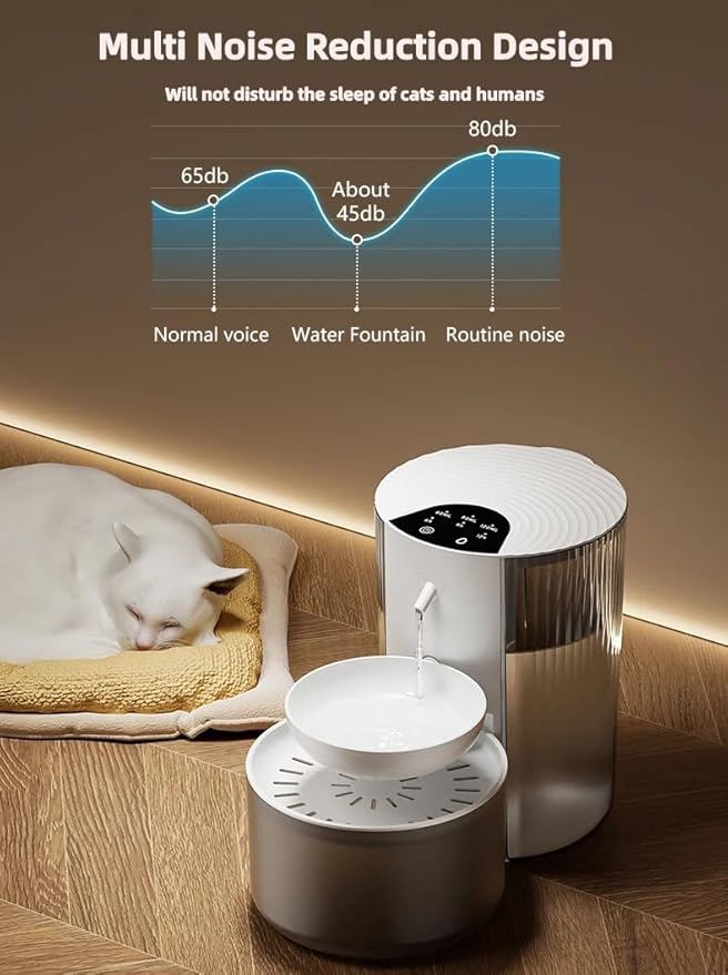 Wireless Cat Water Fountain No Filters, 3.5L Automatic Wastewater Separation Pet Water Fountains for Cats Indoor, Quiet Cat Dog Water Dispenser Rechargeable Kitty Drinking Fountains - for Pets