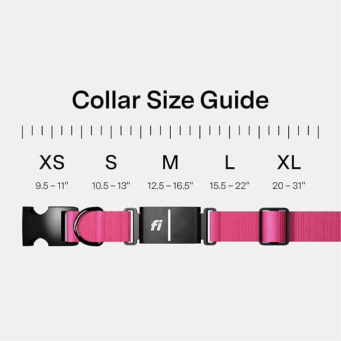 New Fi Series 3+ Smart Dog Tracker Collar [6 Month Membership Included] GPS Tracker for Dogs with Health & Behavior Monitoring, Escape Alerts, Waterproof, LED, Apple Watch Compatible (Pink, Medium)