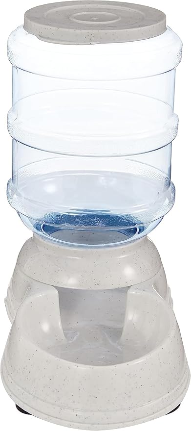 Amazon Basics Gravity Pet Food Feeder for Dogs and Cats, Easy to Clean, Easy to Fill, Removable Lid, 6-Pound Capacity, Small, Gray