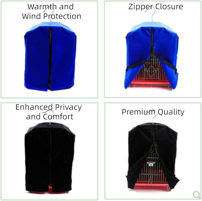 MANON ROSA Bird Cage Cover Birdcage Curtain - Enhanced Privacy Safety Comfort for Parrots Cockatiels Lovebirds Budgerigar Finch Canary Parakeet (M(13" L x 12.6" W x 17.3" H),Blue)