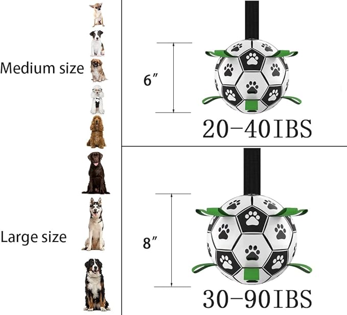 Dog Soccer Ball, Interactive Toys for Tug of War, Puppy Birthday Gifts, Tug Toy, Water Toy, World Cup Durable Balls for Small & Medium Size (6 inch)