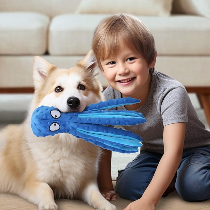 Octopus Dog Toys, No Stuffing Crinkle Dog Toys for Aggressive Chewers, Durable Interactive Chew Toys for Small, Medium and Large Dogs Training and Reduce Boredom (2PCS-C)