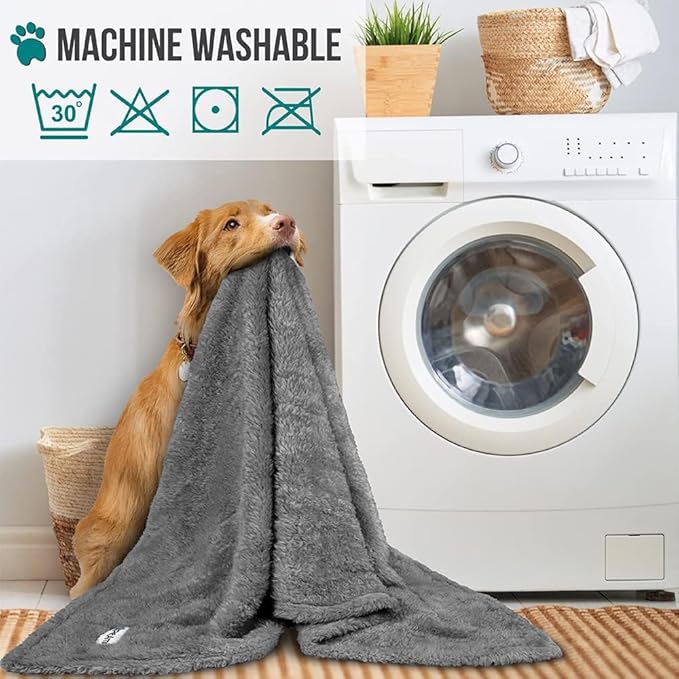 PetAmi Dog Blanket for Small Medium Dogs Grey, Fluffy Soft Puppy Blanket, Sherpa Fleece Cat Blanket for Kitten Doggie, Calming Pet Blanket Throw for Couch Sofa Bed Washable, Medium 29x40