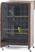 PONY DANCE Pets Product Universal Birdcage Cover Blackout & Breathable Birdcage Cover for Pet Sleep & Rest, Large, Khaki, 35 L x 25 W x 47 in H