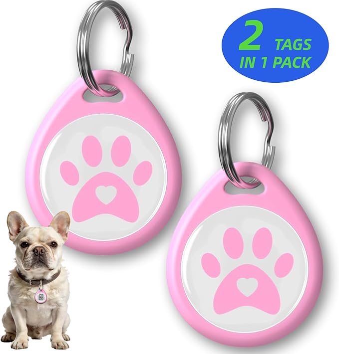 2 Pack QR Code Dog ID Tags for Collar, Personalized Smart Dog Tag with Online Profile, Scan to Contact Owner & View Medical Info, No App No Subscription, Anti-Lost (1.2")