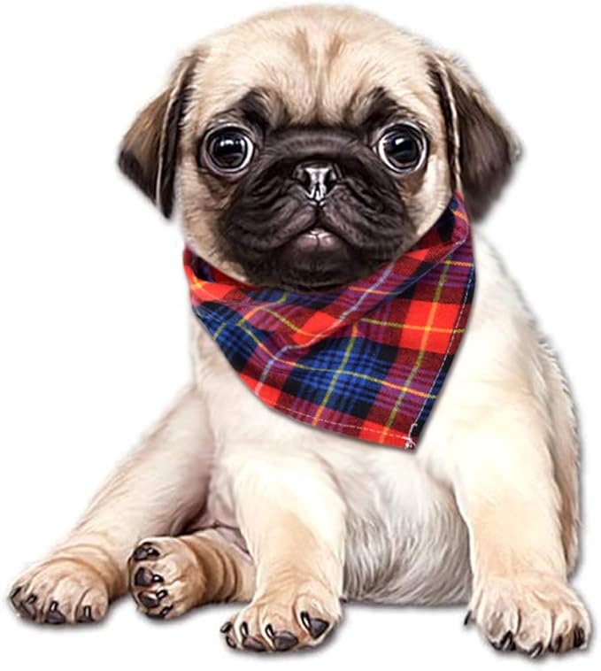 15pcs Dog Bandanas, Dog Scarf Kerchief Bibs Washable Girl Boy Dogs Bandanas Set Cotton Checkered Pet Bandana Outdoor Fall Accessories for Small Dogs Cat Pet
