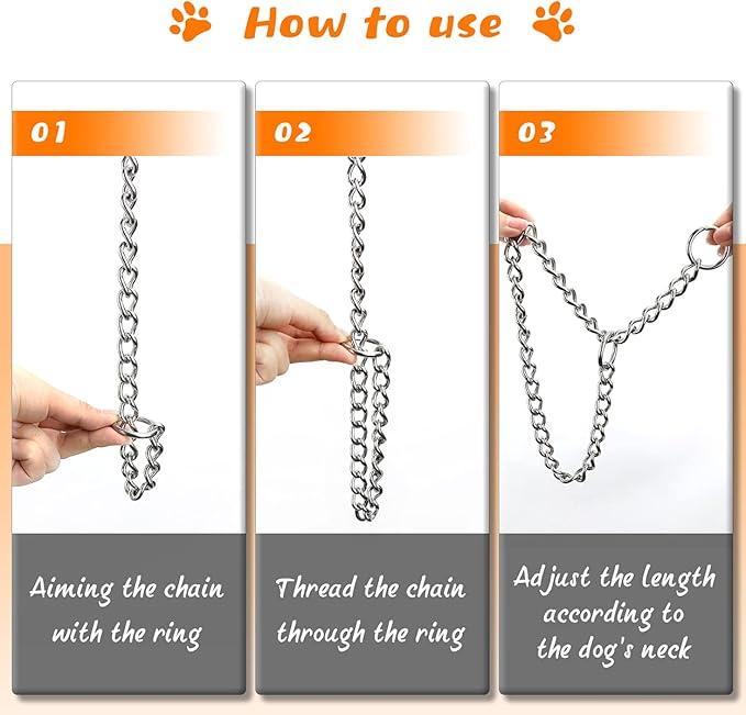 TagME Chain Choke Collar for Dogs, Adjustable Weather Proof Necklace for Extra Large Dogs, Alloy Steel Pet Training Collar