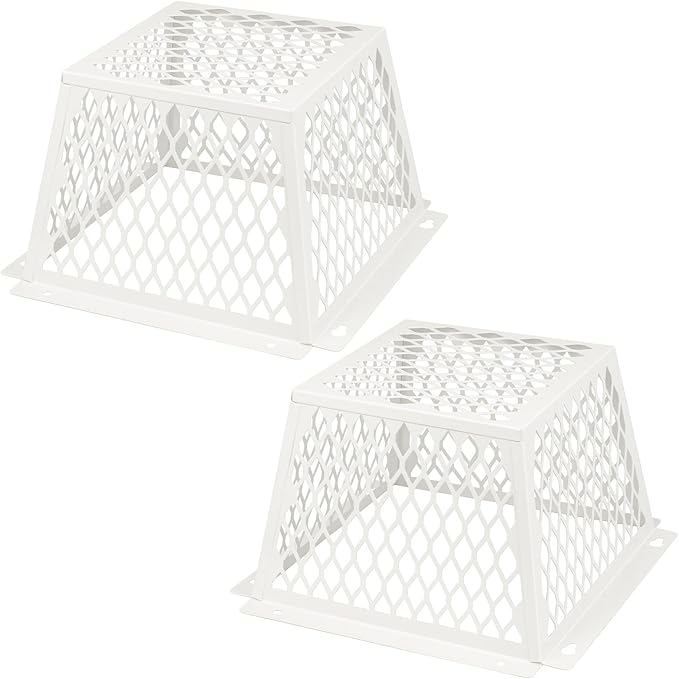 Dryer Vent Bird Guard,Dryer Vent Cover Guard for Most 5" to 6" Bathroom Exhaust Fan Cover Ventilation,8.5"Lx8.5"Wx6"H Steel Ventilation Bird Cage for Bath Exhaust Fan Cover,White,2PCS