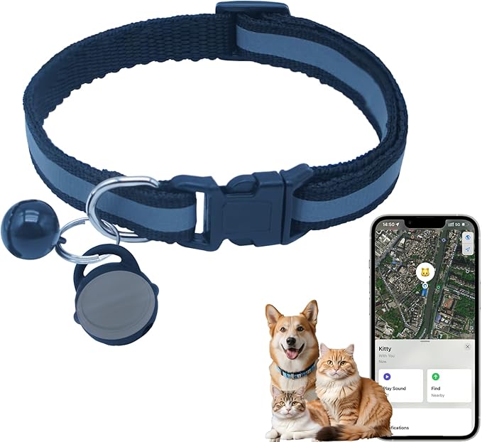 Silicone Bell Cat Tracker, Locator for Pets Only iOS, Dog Location Tracking Collar, Works Worldwide with Any Collar, No Other Fees, Huthur Tag