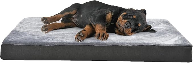 Amazon Basics Washable Dog Bed with Cooling Gel Memory Foam, Pressure-Relief Support for Dogs up to 50lbs, Non-Slip Bottom, Removable Cover, Large (35" x 22"), Grey