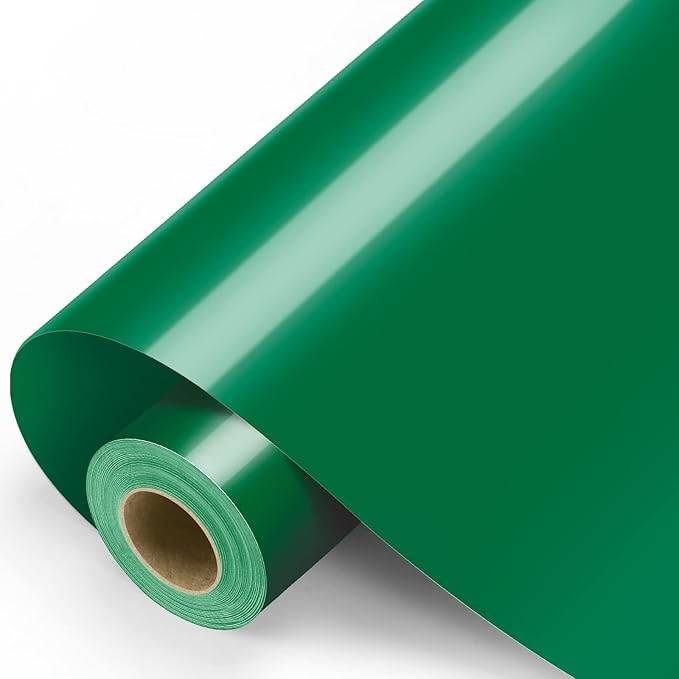 Green Permanent Vinyl - Green Adhesive Vinyl Roll for All Cutting Machine, Permanent Outdoor 12" x11FT for Decor Sticker, Car Decal, Scrapbooking, Signs, Glossy & Waterproof