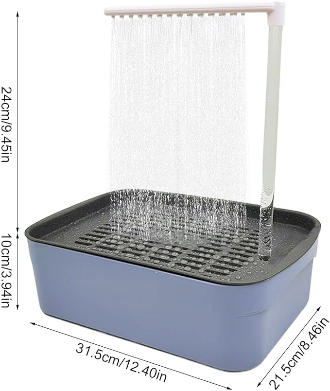 Parrot Bathtub, Automatic Circulating Water Bird Shower Pet Bird Bath for Cockatiel, Power Plug for Small Medium Birds Parakeets Cockatiel African Grey Lovebird (Dark Blue)