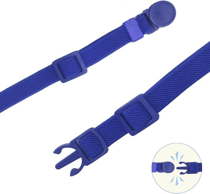 Breakaway Cat Collar with Bell, Safety Buckle Kitten Collar, Elastic Strech Quick Release, Adjustable Lightweight Collars for Girl Boy Cats, Pet Supplies, Accessories, Gifts Dark Blue