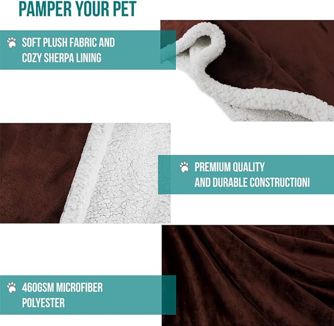 PetAmi Dog Blanket for Medium Large Dogs, Pet Bed Blanket Cat Puppy Kitten, Fleece Furniture Couch Cover Protector Sofa Car, Soft Sherpa Dog Throw Plush Reversible Washable, 40x60 Brown