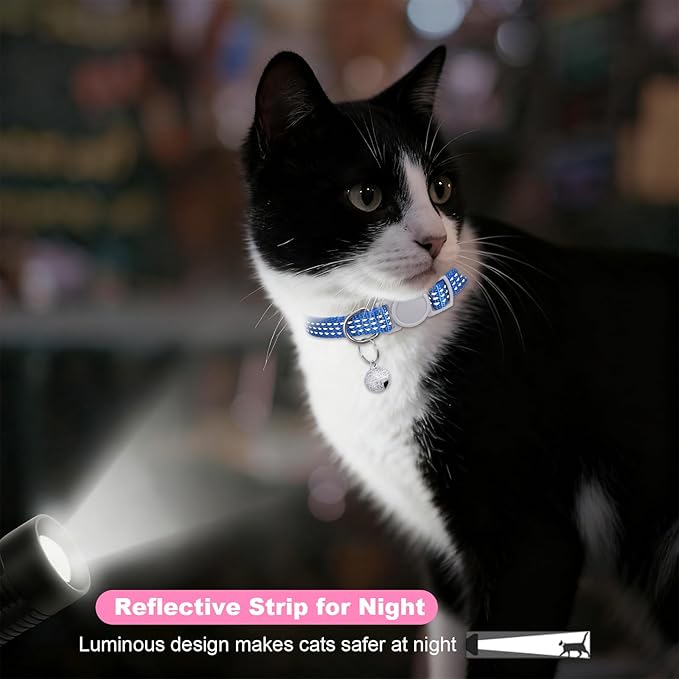 5 Pcs Breakaway Cat Collars, Reflective Cat Collar Small Cats Collar with Bells Adjustable Kitten Collars Pet Supplies 7.9" - 13" Inches 5 Bright Colors Reflective for Kitten Small Pets
