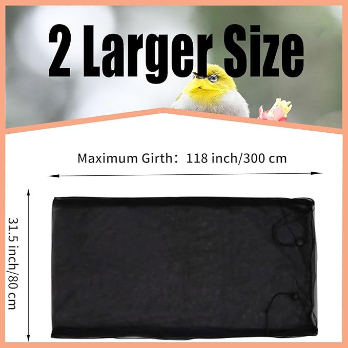 Bird Cage Seed Catcher,Large Birdcage Net Cover,Bird Cage Accessories for Parrot Parakeet Cockatiels Conures Macaw African Round Square Cages(118 * 31inch,2 PCS)