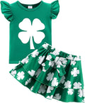 Girls Skirt Set 2 Piece Outfit Toddler Summer Clothes Ruffle Sleeve T-Shirt Bow Knot Tutu Skirt Outfit Set