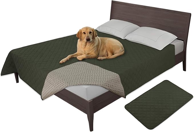 Easy-Going 100% Waterproof Dog Bed Cover, Non-Slip Pet Blanket for Furniture, Washable Couch Cover, Repleasement Sofa Cover (86X82 in,Dark Green)