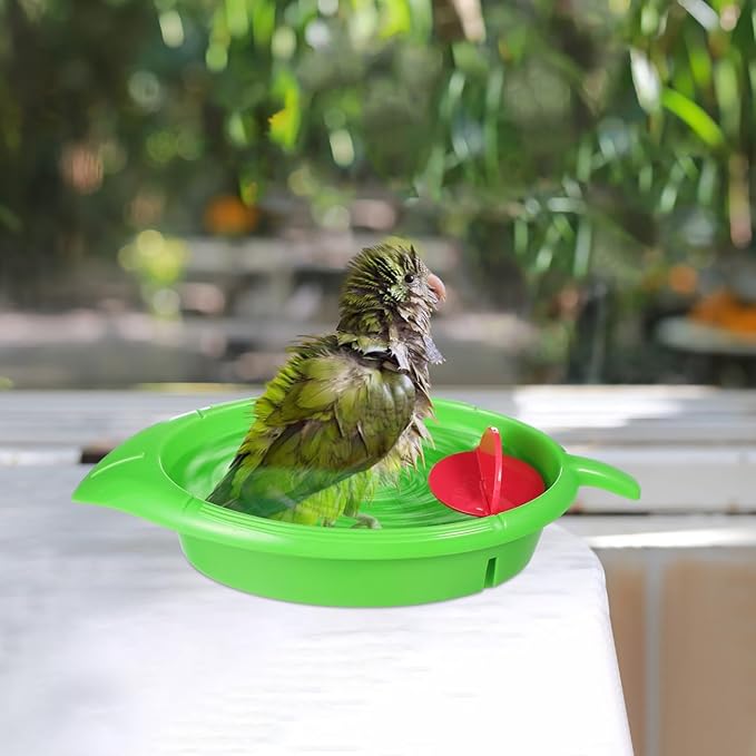 TEHAUX Parrot Bathing Toy Large Capacity Bird Bath Tub for Cage Small Birds Parakeets Cockatiels Budgerigar Indoor Pet Bath Accessory