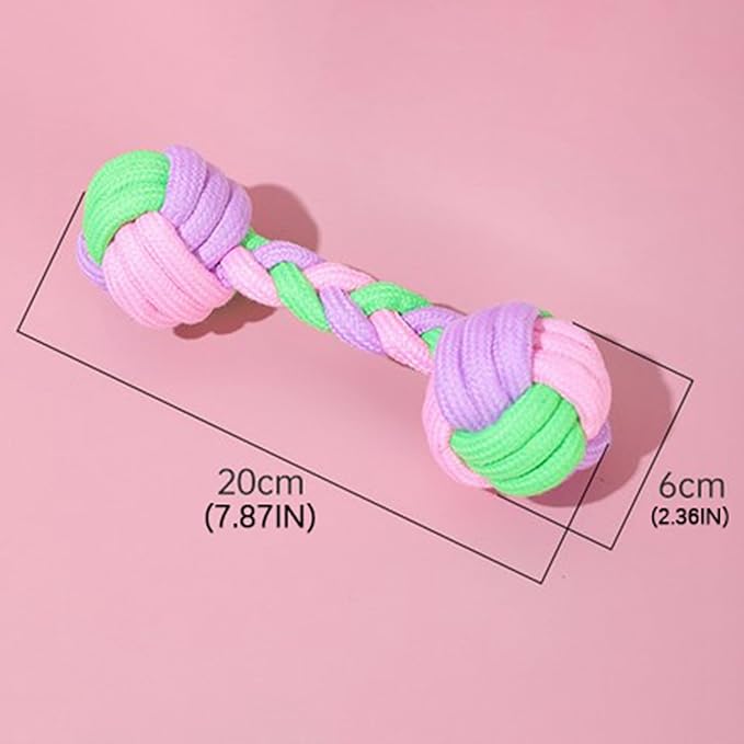 Candy Colored Rope Woven Toy, Durable Dumbbell Design Pet Teeth Grinding Mouth Toy, Funny Interactive Molar Training Toy for Dogs, Puppy Teething Relief and Dental Care (3 Pcs)