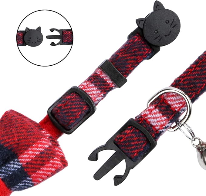 Faleela Breakaway Cat Collar with Bells - 2 Pack Cat Collar with Bells, Cat Collars with Bandana, Accessories for Pet Collars, Adjustable for Cats and Small Dogs