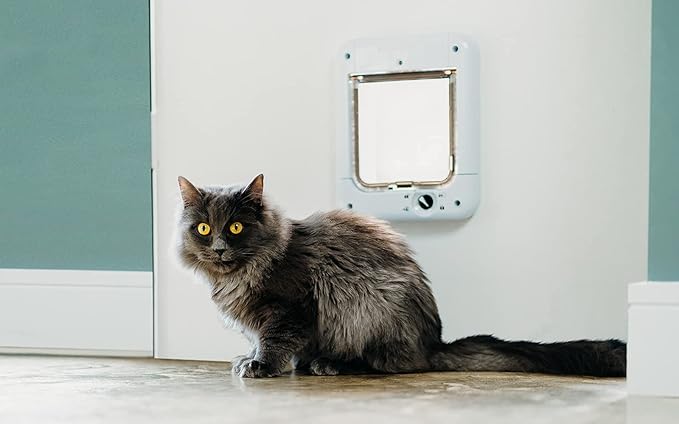 Cat Mate Microchip Activated Cat Flap, For Cats and Small Dogs, Easy Installation in UPVC Doors, Glass, and Wooden Doors - White