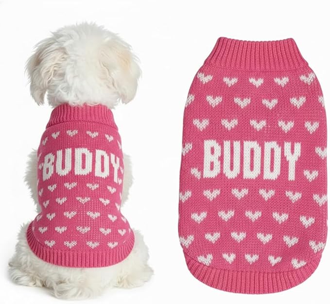 Custom Knit Sweater for Dogs and Cats, Personalized with Name and Heart, Soft and Cozy Holiday Pet Wear, Ideal for Winter Days, Special Occasions, and Valentine's Gift