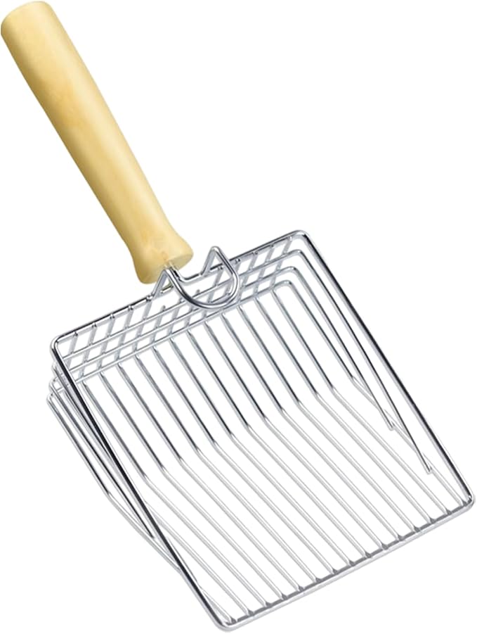 Cat Litter Scoop, Metal Mesh Kitty Litter Scoop, Deep Shovel, Long Handle Scooper for Litters Box(Color:Silver)