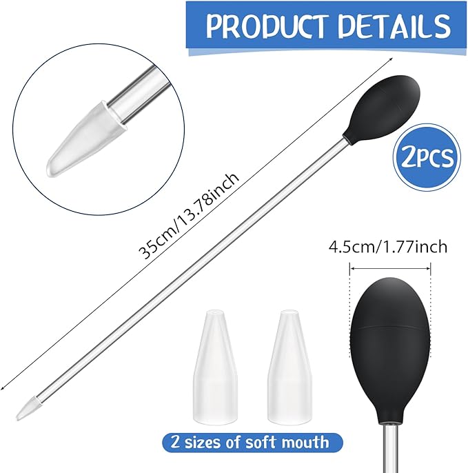 Boao 2 Sets Long Pipette for Fish Tank Coral Food Feeder Long Syringe Aquarium Coral Feeding Tube for Marine Fish Reef Aquatic Plant Spider Snake Lizard(Black)