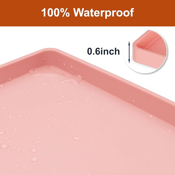 22" x 19" Extra Thick Waterproof Silicone Mat with Raised Edge, Under Sink Mat for Kitchen & Bathroom, Kitchen Cabinet Liner, Multi-Purpose for Storage & Protection, Pink