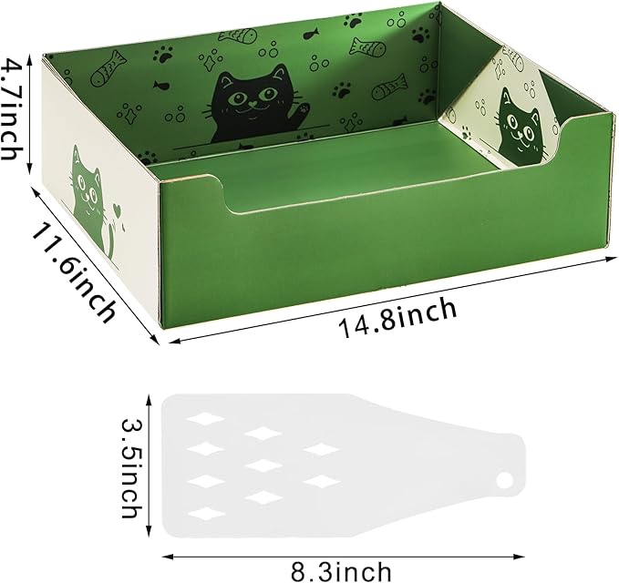 SOUJOY 8 Pcs Disposable Litter Boxes for Cats, Travel Litter Box with Scoop, Double Layer Waterproof Litter Tray for Cats Small Pets, 14.8 x 11.6 x 4.7inch