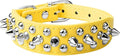 Spiked Dog Collar Soft Pu Leather Mushrooms Rivet Spike Studded Puppy Adjustable Pet Collars for Small Breeds (XS, Yellow)