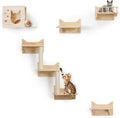 Cat Wall Shelves for Large Cats – Pine Cat Wall Furniture 9-Piece Climber Set with House, Ladder & Scratching Posts, Space-Saving, Sturdy, Supports Multiple Cats