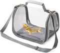 Reptile Small Animal Travel Carrier - Portable Ventilated Pet Carrier for Bearded Dragons, Lizards, Sugar Gliders, Hedgehogs, Rats, Birds, Guinea Pigs etc | Escape-Proof, Breathable Mesh (Grey)