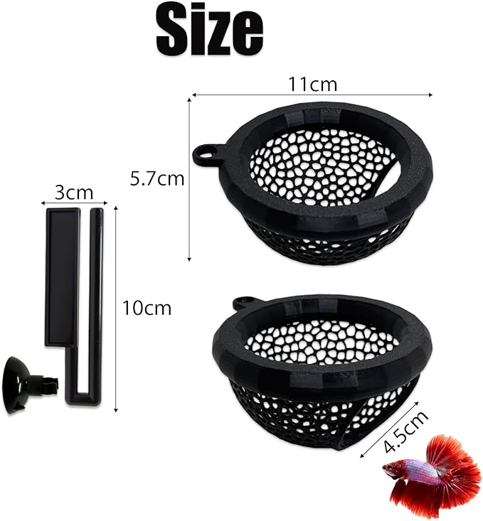 Fish Tank Floating Betta Hide，Betta or Shrimp Burrows and Hammock, Fish and Shrimp Feeder，Multifunctional Aquarium Accessories，Anchorable Location (Black)