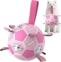 Dog Soccer Ball, Interactive Toys for Tug of War, Puppy Birthday Gifts, Tug Toy, Water Toy, Durable Balls for Small & Medium Size(8 inch-Pink)