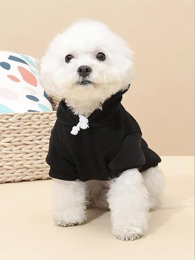 QWINEE Basic Dog Hoodie Sweatshirt Puppy Sweater Warm Cat Costumes Pet Clothes for Chihuahua Puppy Kitten Small Medium Dogs Black and Pink X-Large