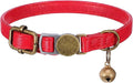Red Cat Collar, Breakaway Leather Cat Collar Adjustable Red Kitten Collars with Bell Quick Release Buckle for Most Cats and Kittens
