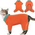 Sticky Cat Clothes Stretchy, Sphynx Hairless Sweater & Pajamas for Cats only, Soft Cat Onesie for Cats After Surgery Female Male & Hair Loss Prevention, Orange L