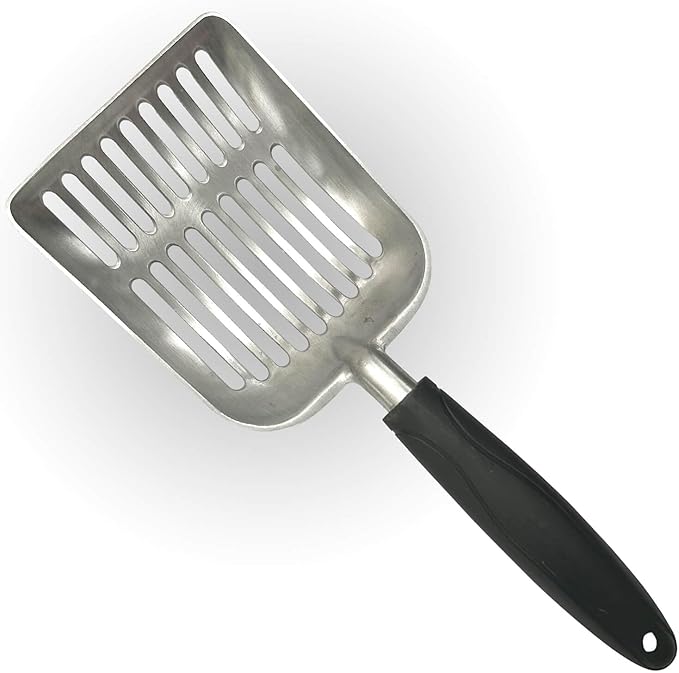 Cat Litter Scoop, Kitty Metal Scooper, Aluminum Alloy Sifter, Kitten Pooper Lifter, Deep Shovel, Long Handle, Poop Sifting, Durable, Heavy Duty, for Litter Box