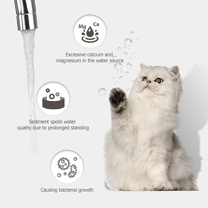 PEKTACO Cat Water Fountain Filters Replacement & Pre-Filter Sponges for 3.2L/108oz Automatic Pet Fountain, Dog Water Dispenser (3 Filters+3 Sponges)