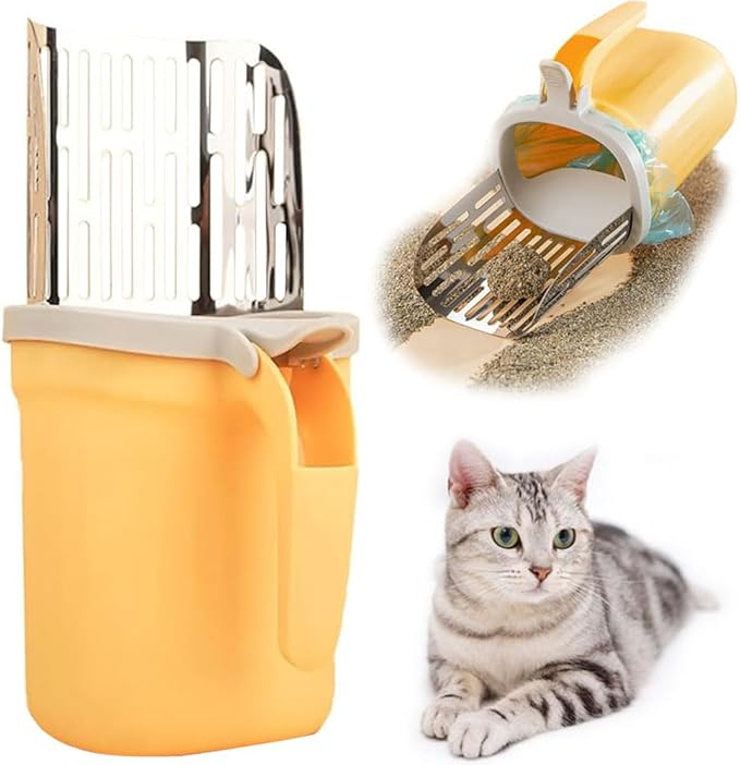 Cat Litter Scoop, Large Capacity Mess-Free Cat Litter Scooper with Bags, Spill-Proof Kitty Box Sifter, Bin Doubles as Scoop Holder