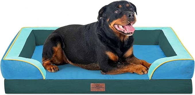 Comfort Expression Orthopedic Dog Bed for Extra Large Dogs 45x35 Inch, Waterproof Egg Crate Foam XL Pet Bed with Removable Bolsters, Dog Couch with Washable Cover & Non-Slip Bottom, Dallas