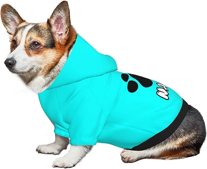 Custom Dog Hoodie Soft Add Your Own Personalized Photo Text Name Logo Dog Clothes for Puppy Sweatshirt Hooded for Small Medium Large Dogs Girl/Boy Cats Cyan