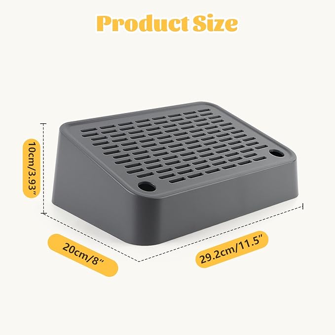 Litter Box Step, Cat Step/Ramp/Catcher with Filter Function, Easy to Clean, Ideal for Kitten & Elderly Cats (Dark Grey)